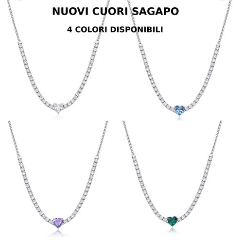 Collana donna cuore zirconi - collana,