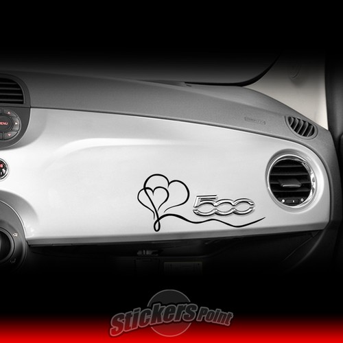 Adesivo fiat 500 2 cuori - 2,