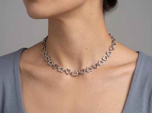Collana donna cuori zirconi - "collana,