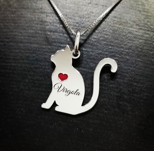 Collana con ciondolo gatto - ciondolo,