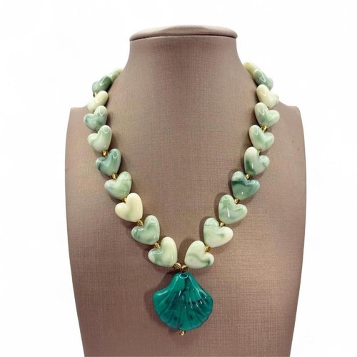 Collana perline cuore verde - , e