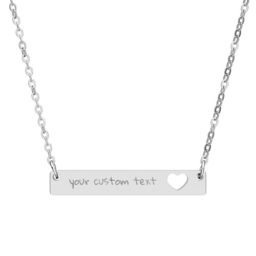 Collana barra cuore inciso - collana,